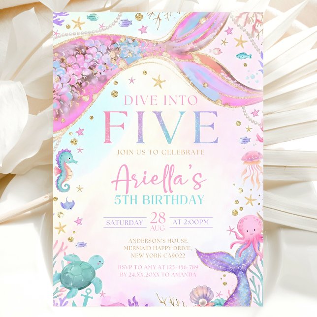 Invitation Anniversaire 5 Ans Sirène (Créateur téléchargé)