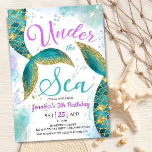 Invitation Anniversaire 5 ans Sirène Paillettes So