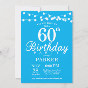 Invitation Anniversaire 60 ans Bleu