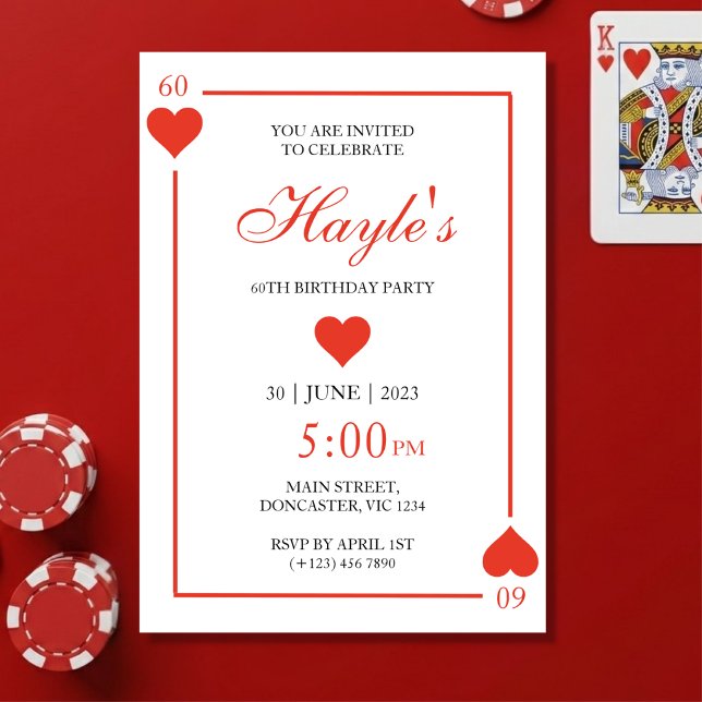 Invitation Anniversaire 60 ans Casino Queen of Hea (Créateur téléchargé)