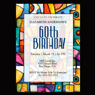 Invitation Anniversaire 60 ans Cubiste Moderne