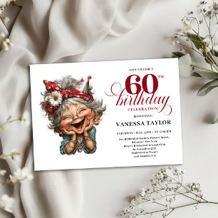 Invitation Anniversaire 60 Ans Femme Âgée Design H