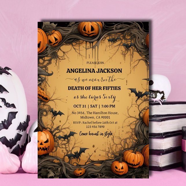 Invitation Anniversaire 60 ans Halloween Citrouille Vintage C (Créateur téléchargé)