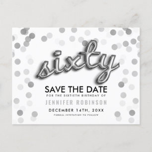 Invitation anniversaire 60 ans paillettes ballon a