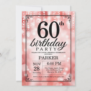 Invitation Anniversaire 60 Ans Paillettes Rouges