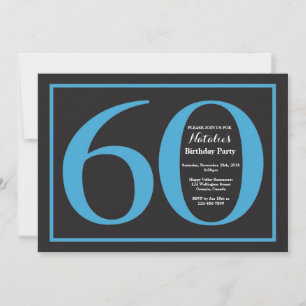 Invitation Anniversaire 60 ans Tableau Noir Bleu et Noir