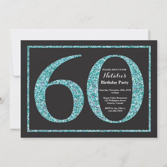 Invitation Anniversaire 60 ans Tableau Noir Paille (Devant)