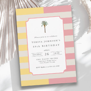 Invitation Anniversaire 60 ans Tropical Pastel de Palm Beach