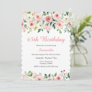 Invitation Anniversaire 65 Ans Fleurie Rose
