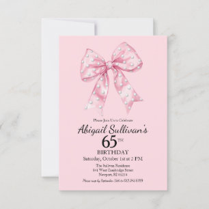 Invitation Anniversaire 65 ans Rose Bow avec points de golf