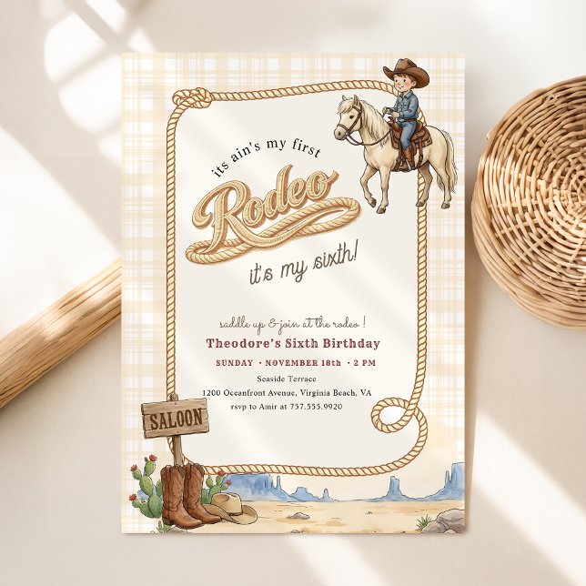 Invitation Anniversaire 6 Ans Garçon Cow-boy Plaid (Créateur téléchargé)