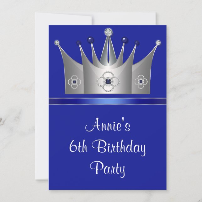 Invitation anniversaire 6 ans Princesse Couronne 6 (Devant)