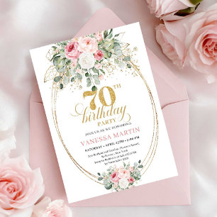 Invitation anniversaire 70 ans imprimable rose pas