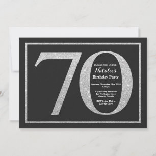 Invitation Anniversaire 70 ans Paillettes Argent T