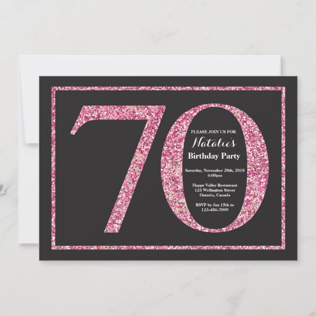 Invitation Anniversaire 70 Ans Tableau Noir Paille (Devant)
