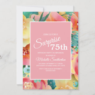 Invitation Anniversaire 75 Ans Fleurie Aquarelle R