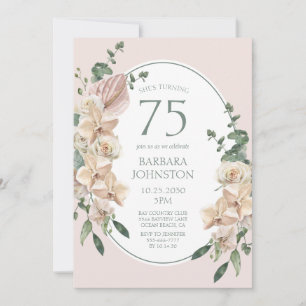 Invitation Anniversaire 75 ans Floral Tropical