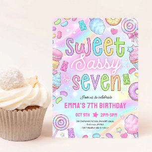 Invitation Anniversaire 7 ans Neon Glow Sweet Sassy