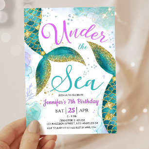 Invitation Anniversaire 7 ans Sirène Paillettes So