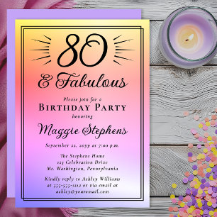 Invitation Anniversaire 80 Ans Élégant Rose Violet Ombre Fant