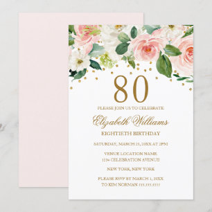 Invitation Anniversaire 80 Ans Fleurie Aquarelle O