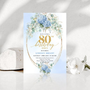 Invitation Anniversaire 80 Ans Jardin Floral Bleu