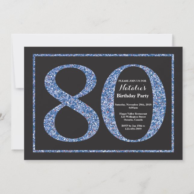 Invitation Anniversaire 80 ans Tableau Noir Paille (Devant)