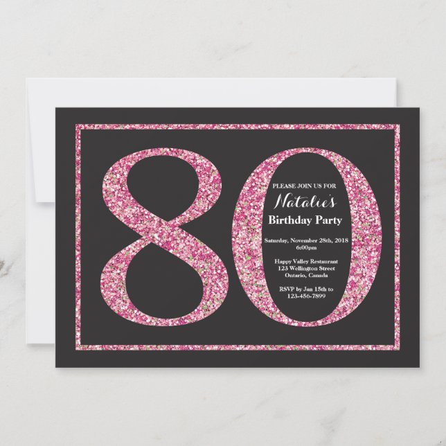 Invitation Anniversaire 80 Ans Tableau Noir Paille (Devant)