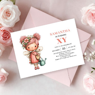 Invitation anniversaire 8 ans Fairy Girl pastel mi