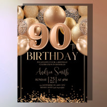 Invitation Anniversaire 90 Ans Ballons Rose Gold N