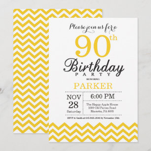 Invitation Anniversaire 90 ans Chevron Jaune