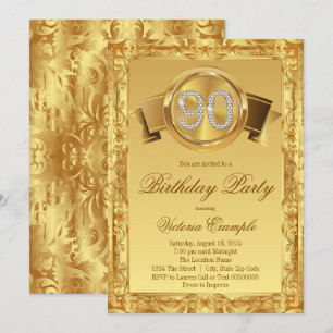 Invitation Anniversaire 90 ans femme Tourbillon Diamant Or