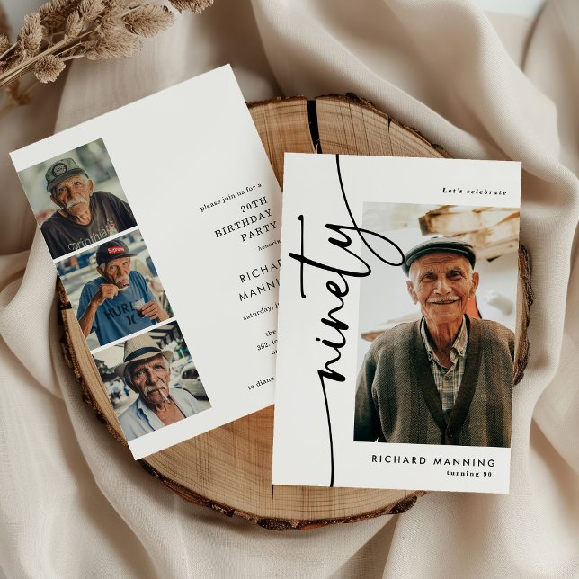 Invitation Anniversaire 90 Ans Script Ninety 4 Pho (Créateur téléchargé)