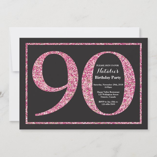 Invitation Anniversaire 90 Ans Tableau Noir Paille (Devant)