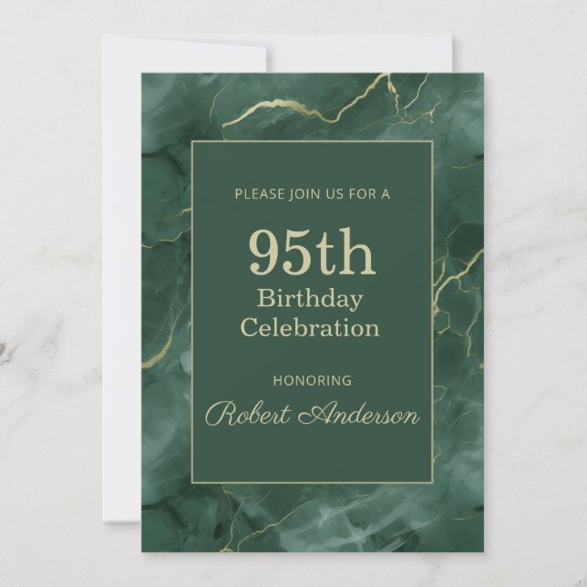 Invitation Anniversaire 95 ans de Teal Marble (Devant)