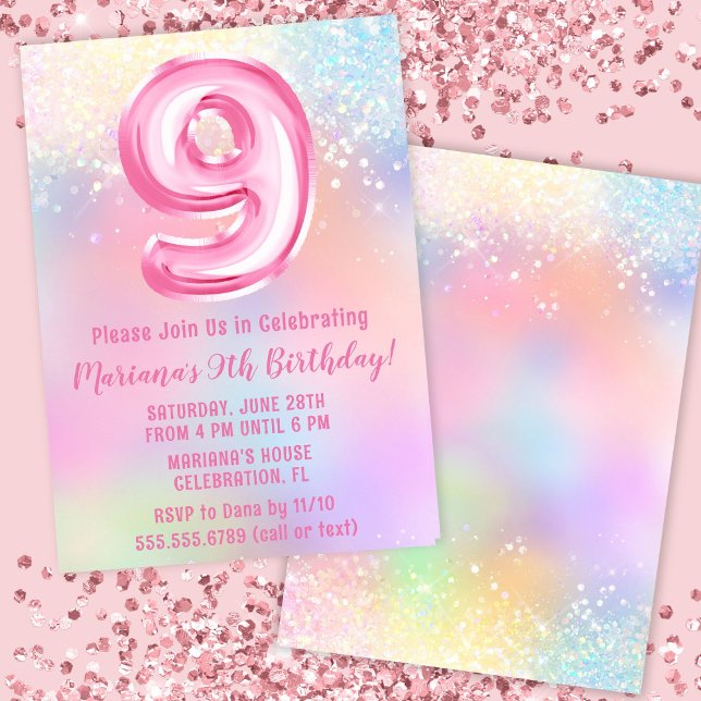 Invitation Anniversaire 9 ans de Pink Rainbow (Créateur téléchargé)