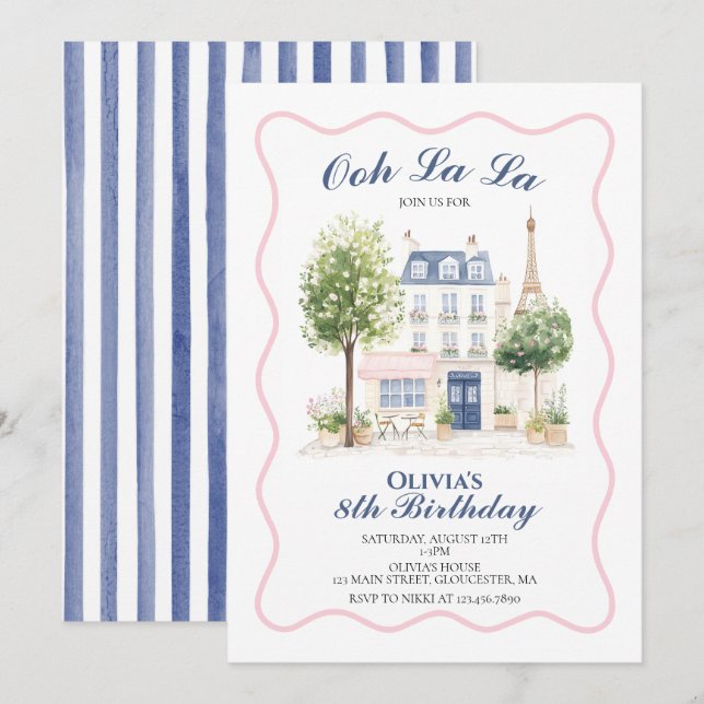 Invitation Anniversaire à Paris Café Parisien Thé Dansant (Devant / Derrière)