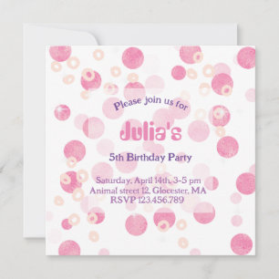Invitation anniversaire à pois rose pastel