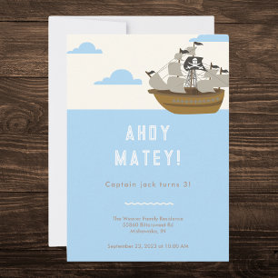 Invitation Anniversaire À Thème Pirate Ahoy Matey