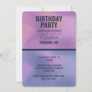 Invitation Anniversaire Abstrait moderne violet et rose