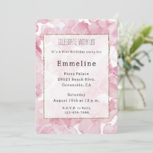 Invitation Anniversaire Abstrait rose chic