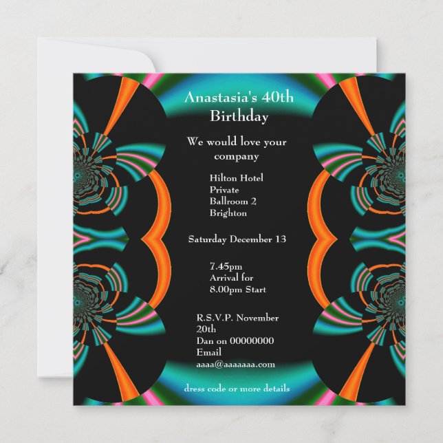 Invitation Anniversaire Abstrait Vert Albums (Devant)