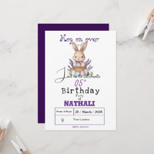 Invitation Anniversaire adorable à thème lapin