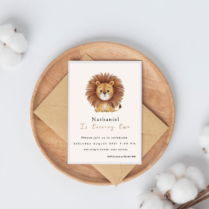 Invitation Anniversaire adorable de Lion Fluffy