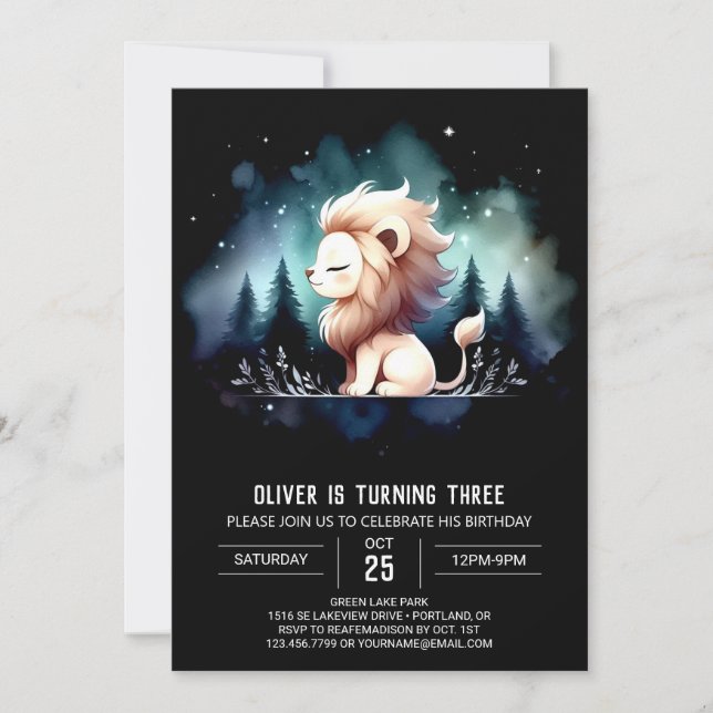 Invitation Anniversaire adorable du lion (Devant)