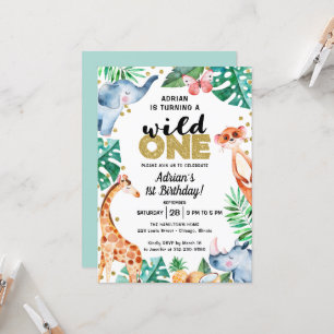 Invitation Anniversaire Adorable Faune de la Jungl