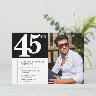Invitation anniversaire adulte 45 ans Chic Photo
