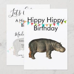 Invitation Anniversaire Adulte Amusant Hippopotamus Coupe Cou