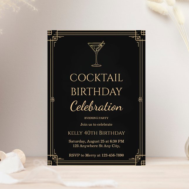 Invitation Anniversaire Adulte Soirée Cocktail (Créateur téléchargé)