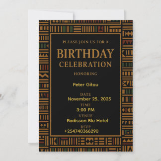 Invitation Anniversaire Africaine Gold Kente